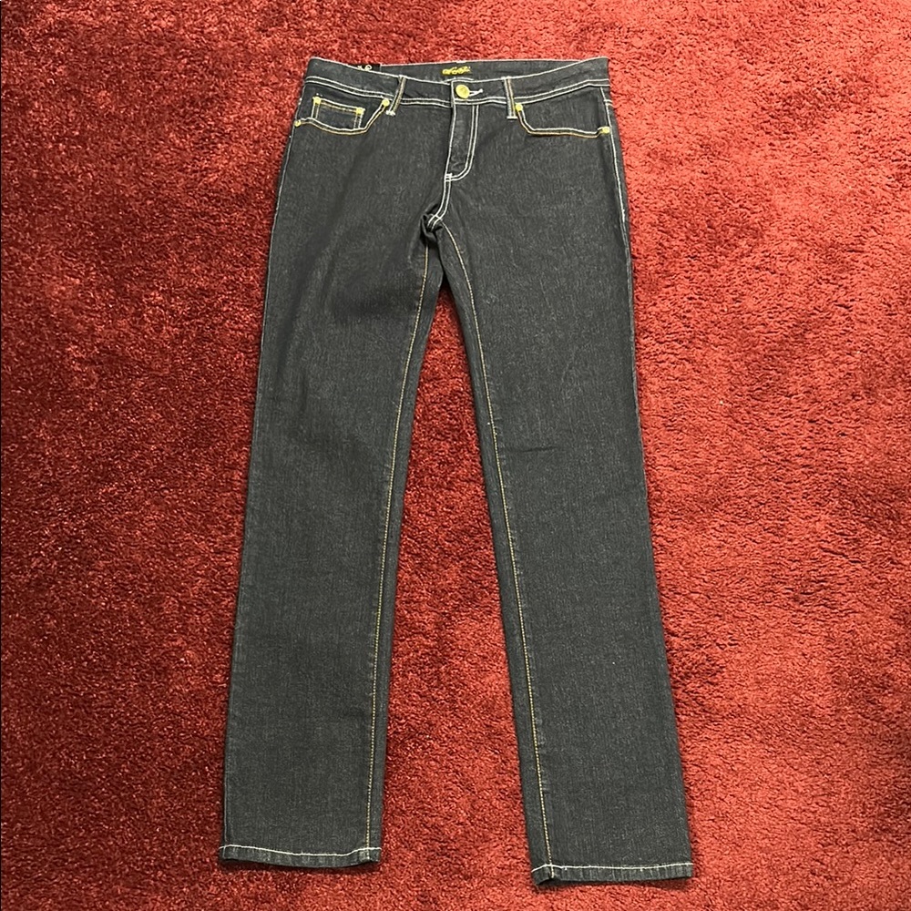 Dark Blue Slim Jeans with Contrast Stitching